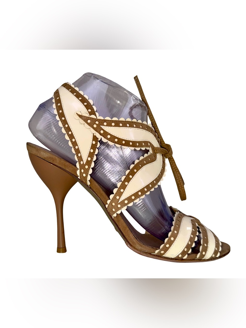 EMPORIO ARMANI BI-COLOR LACE-UP HEELS